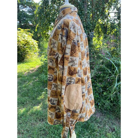 Vintage Woolrich men's chamois brown and mustard animal print button up size XL - Picture 4 of 7